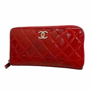 CHANEL Authentic Red Leather Wallet